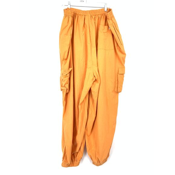 Lucy & Yak Larson Joggers Rumi Trousers Womens Plus Sz 24 Orange Cotton Linen - Picture 2 of 8